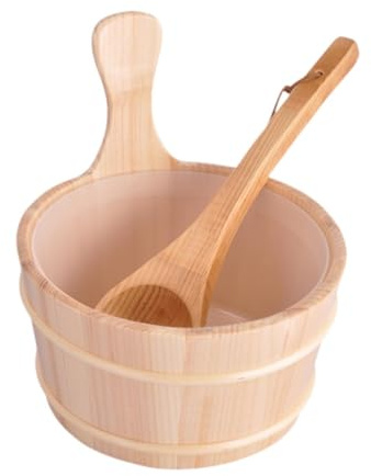 Homyl Ensemble D'accessoires de Sauna 4L avec Seau et Louche pour Poêle de Sauna Spa d'hiver
