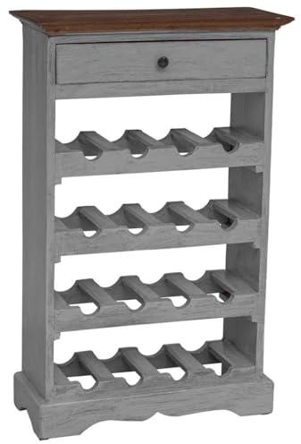 Drillkyn Étagère à vin en bois d'acajou massif - 55 x 23 x 85 cm - Fabriquée à la main - Vintage - Pour cuisine, salle à manger, salon - Étagère de bar avec étagère pour bouteilles de vin et carafes