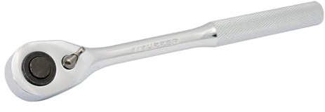 URREA 1/2 Socket Wrench - 10-1/8 Long Reversible Drive Ratchet with Quick Socket Release & Nickel-Chrome Finish - 5449