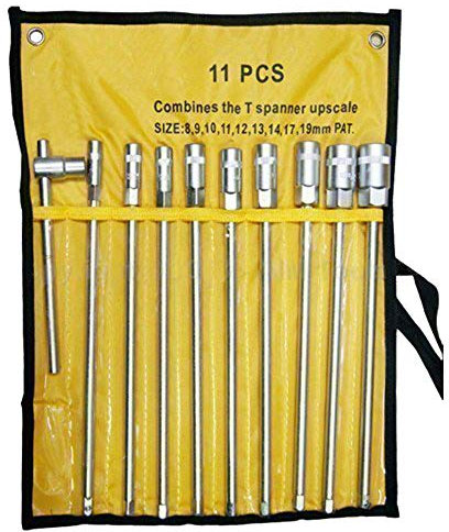 KATSU Jeu de Douilles Hex Extra Longues 11 Pièces 8-19mm Métrique avec 200mm Joint de Barre Coulissante en T, Outil de Mécanicien de Réparation Automobile 435203