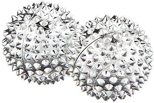 CHI-ENTERPRISE - zwei magnetische Massagebälle - klein | Faszienbälle zur selbsttherapeutischen Akupressur Behandlung | Inhalt: 2 Igelbälle in silber, je 32 mm Durchmesser & 228 Akupressurnadeln