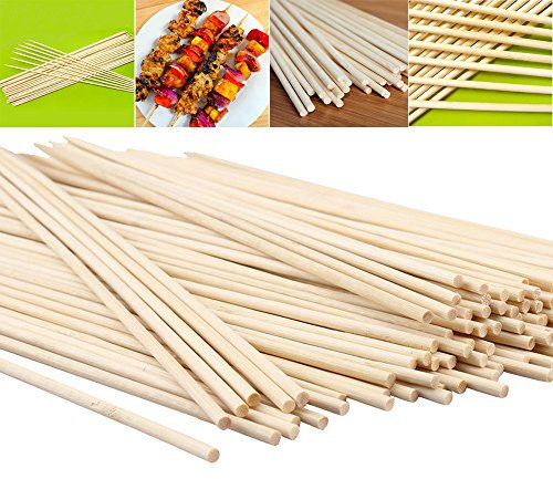 200Pcs 12inch /30cm Length Bamboo Skewers Bamboo Sticks Wooden BBQ Skewers Disposable Sticks for BBQ Cooking Grilling