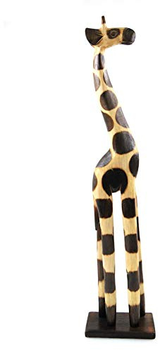 Artisanal - Estatua de jirafa, 60 cm, madera, decoración para casa africana.