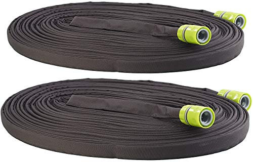 Royal Gardineer Bewässerungsschläuche: 2er-Set Flache Perlschläuche, Schnellanschluss & Stopp-Ventil, 30 m (Schlauch Bewässerung, Pflanzen-Tropf-Bewässerung, Rasensprenger)