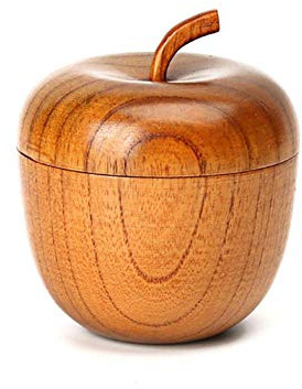 SAGIUSDM Insalatiera Rotonda in Legno con Coperchio A Forma di Mela Creativa Fatta a Mano Frutta Tagliatelle di Riso Ciotola per Bambini Stoviglie da Cucina, Ciotola