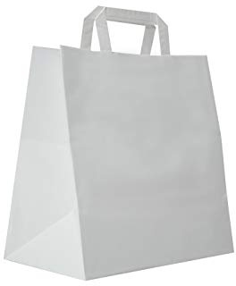Carte Dozio Shopper in Kraft con fondo quadro, color Bianco, maniglia piatta, f.to cm 27+17x29, cf 300 pz