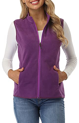 fuinloth Manteaux Polaire Sans Manche Femme, Chaud Léger Gilet Veste avec Poches Zippées