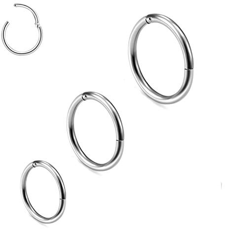 3 unidades de 6/8/10 mm 16 G acero inoxidable nariz aro aro mujer hombre septum clicker anillo nasal anillo juego de orejas labios piercing labial cartílago