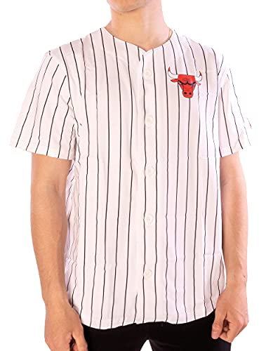 New Era Pinstripe Baseball Jersey T-Shirt Herren Hemd Trainingsshirt Trikot (Blanc/Noir/Rouge, M, m)