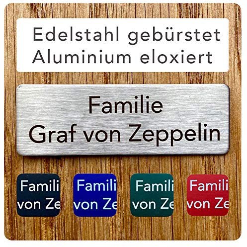 Roboterwerk - Targhetta per porta, targhetta per il campanello, targhetta per il nome, targhetta per la cassetta delle lettere, incisione laser 75 x 38, acciaio inossidabile