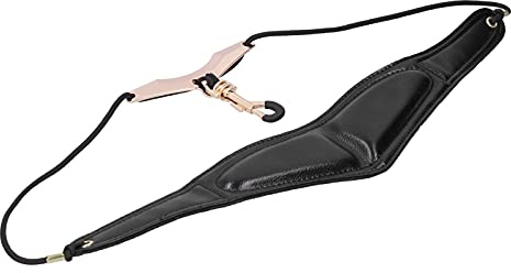 Saxophon-Halsgurt, schwarzes PU-Leder verstellbarer strapazierfähiger Saxophon-Schultergurt für Sopran-Tenor-Altsaxophon