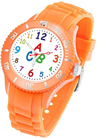 Taffstyle Kinder Armbanduhr ABC Motiv aus Silikon 34mm Analog Quarz