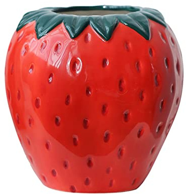 mozhixue Vase de Fraise rétro - inspiré, Vase en céramique décoration Unique décoration familiale Vase décoration pour Salon, Cuisine, Jardin…, Blanc,or, strawberry, (40053--64576742)