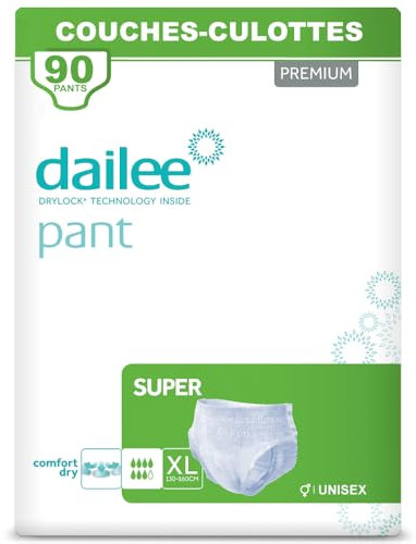 Dailee Pants Super XL - 90x Pañales Adultos Maxima Absorcion - Braga Pañal Adulto para Ancianos, Hombres y Mujeres - 6 Paquetes de 15 Bragas Incontinencia Mujer y Hombre
