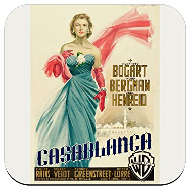 Untersetzer aus Kork – Casablanca Altes Filmplakat Retro Vintage – 6er Pack (95 x 95 mm)