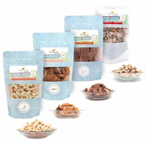 I Love My Cat Freeze-Snacks – Sparset Gefriergetrocknete Katzensnacks – 100 g – Mit Hühnerherzen, Shrimps, Karotten & Entenbrust – Natürlich & Leicht Verdaulich