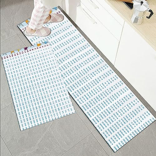 Küchenläufer Küchenmatte 2 Stück 45x70cm+45x120cm,Bildungs-, Diagramm mit blauen Zahlen auf buntem Stern-Hintergrund-Ber,Rutschfest Pflegeleicht, Anti-Müdigkeit Küchenteppich Teppich Läufer für Küche
