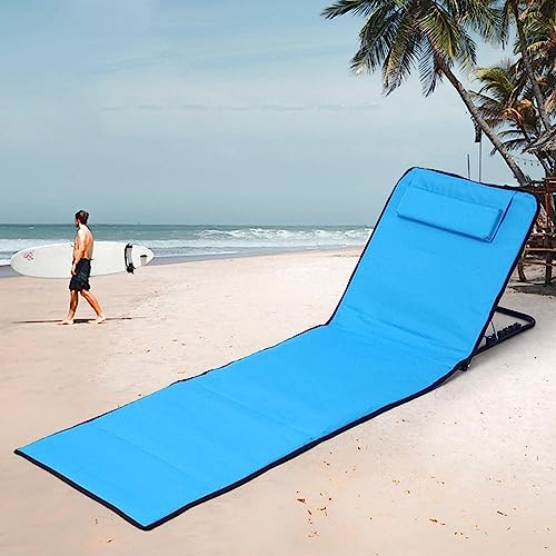 Faltbare Strandmatte, verstellbare Strand-Sonnenmatte mit Rückenlehne, Faltbare Camping-Schlafmatte, wetterfeste Strandmatte, gepolstertes Kissen für Gartenliege, Bequeme Sonnenliege-Auflage