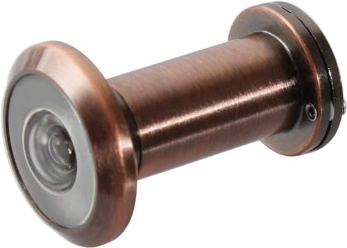 Alpremo Türspion in Bronze Ausführung (braun) mit 200 Grad Weitwinkelobjektiv für Türblätter von 37mm bis 58mm. Erforderliches Bohrloch Ø 16mm - Echtglaslinse - innen abdeckbar.