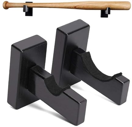 Support de Batte de Baseball en Bois - 1 Paire de Supports Muraux Horizontaux pour Affichage (Noir)