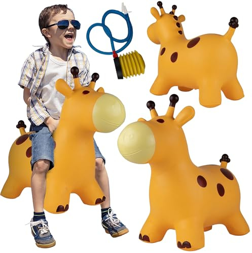 MalPlay Hüpftier Giraffe Hopper für Kinder mit Pumpe Springende Spielzeuge ab 3 Jahren