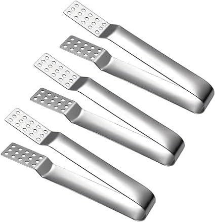 3 pinze per bustine di tè in acciaio inox, color argento, per bustine di tè sfuso, cubetti di ghiaccio, zucchero, filtri e filtri da tè, accessori per il tè, filtri per tè