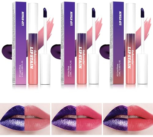 Lip Stain Peel Off, 3 Colors Lip Tint Peel Off, Matte Peel Off Lip Stain, Non-Stick Cup Tattoo Color Lip Gloss Set, Waterproof Long Lasting Lip Makeup for Women Girls