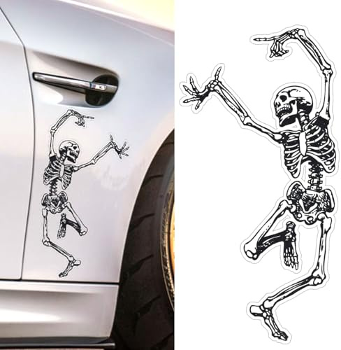 Skelett Aufkleber Schwarz, 2er Set, Halloween Auto Sticker