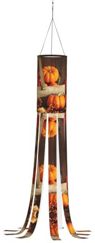 Windsack-Flagge mit Herbst-Kürbis-Druck, 101,6 cm, Halloween, Outdoor, hängende Windsack-Flagge, für Hof, Terrasse, Garten