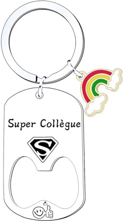 JRZDFXS Cadeau Collègue de travail Porte clef Collègue Décapsuleur Cadeau Super collègue Cadeau Collègue de Travail Original Cadeau Départ Collègue Cadeau de Bureau Original