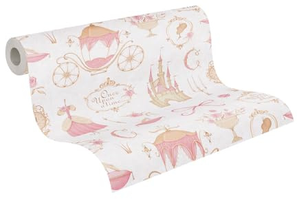 A.S. Création papier peint pour chambre d'enfant Lilly & Luis - papier peint intissé résistant à l'aspect princesse - 10,05 m x 0,53 m - beige, crème, rose - fabriqué en Allemagne - 771301