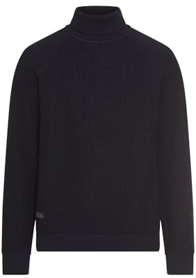 Camel Active Men's Knitted Jumper with Stand-Up Collar, Navy Blue, Medium