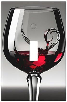 Cubiertas de salida con impresión de copas de vino, 1 placa de pared de tamaño estándar, cubiertas de placas frontales de policarbonato de doble salida