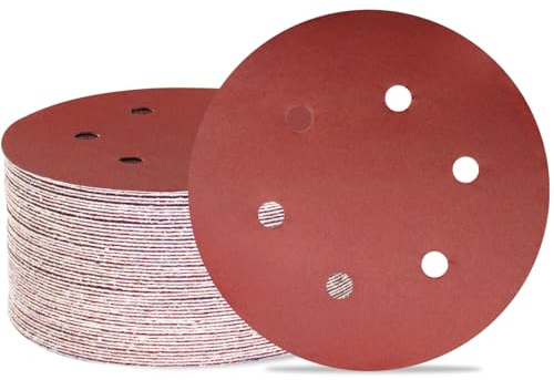 MECCION 150 mm Disques à poncer 50 pièces Plateaux de ponçage 6 pouces 6 trous Papier abrasif à pour ponceuse orbitale aléatoire (Grain 800)