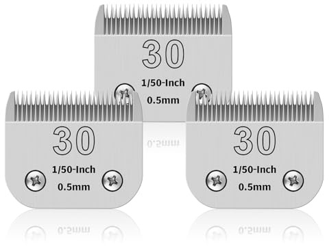 3-pack 30# avtagbara blad i rostfritt stål för hundvård, kompatibel med And*s/Oster A5/Heiniger/Moser/Wahl, storlek N ° 30, 1/50 tum skärlängd 0,5 mm 0,5 mm