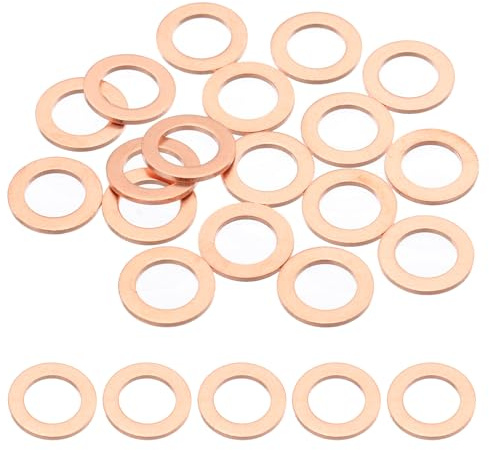 PATIKIL 18Pz Rondelle Rame M8, Rondelle Piatte in Rame M8x13x1mm Kit Rondella Tenuta Assortimento Metallo, Tappo di Scarico olio Anello di Guarnizione per Autoveicoli, Viti e Bulloni