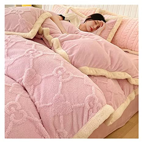 MLHDZ Juego de funda de edredón de terciopelo de invierno, funda de edredón de franela gruesa de doble cara, juego de ropa de cama de 4 piezas para cama de 2 m (gris, 220 x 240 cm)