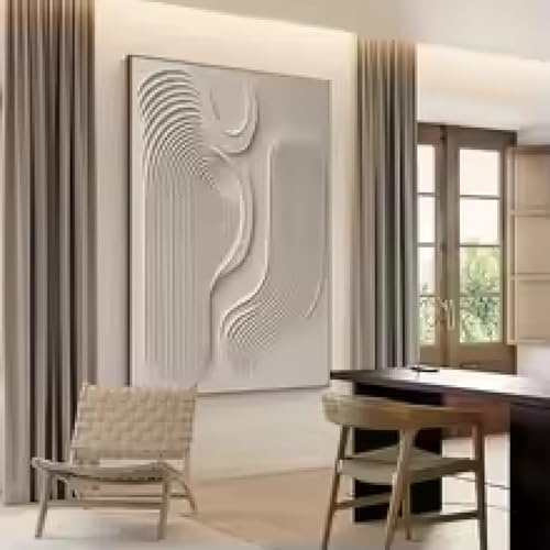 ZHUOYA Dipinto astratto su tela, grande dipinto con texture beige, Wabi Sabi Wall Art, decorazione murale minimalista moderna ART 50x70cm senza cornice