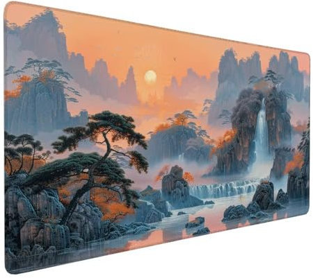 Japanese Mouse Mat 1000x500x3mm XXL Landscape Mouse Pad Large Desk Pad, Water-Resistant Surface with Non-Slip Rubber, Extended Japanese Mousepad Computer Keyboard for Laptop Gaming Office Work X-904