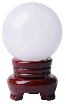 JYARZ Sfera di Cristallo Palla di Vetro Sfera di Cristallo Bianco Naturale con Supporto in Legno for La Casa Espositore for Fengshui Sfera di Cristallo per Fotografia(10CM)