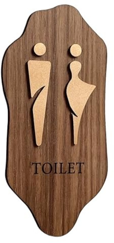 WSQHAO Plaque WC Panneau en Bois for Toilettes Hommes et Femmes, Panneau de Porte, Panneau de Toilettes publiques, Autocollant Mural for Toilettes d'hôtel(Color 3,25x12cm)
