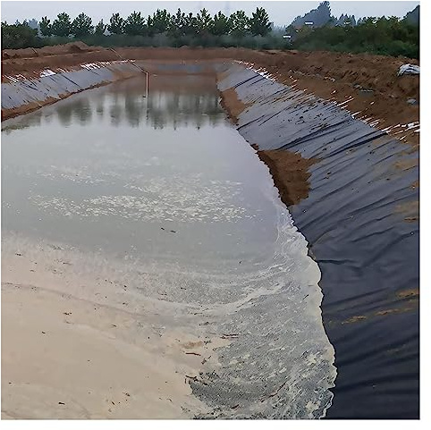 Heavy Duty PVC Pond Liner - Black Tarp for Fish Ponds, Garden Pools, Fountains, and Koi Ponds - Durable Prefabricated Membrane (Size: 3x5m)