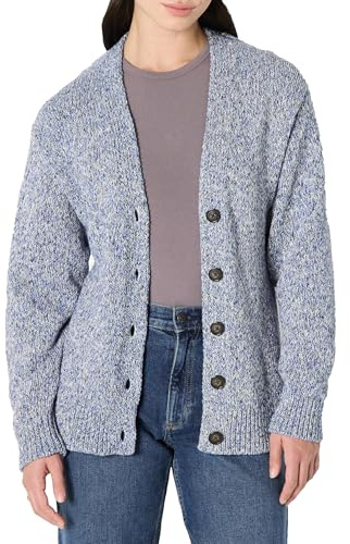 Amazon Essentials Women's Oversized-Fit Multi-Color Heavyweight Button-Up Cardigan, Bright Blue Marl, Medium