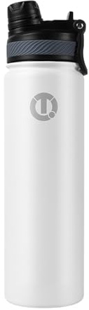 Edelstahl-Wasserflasche, Fahrrad-Trinkflasche, isolierte Metallflasche, auslaufsicher, mit 12-Stunden-Isolierung, ideal für Fitnessstudio, und Wandern, Schwarz und Weiß