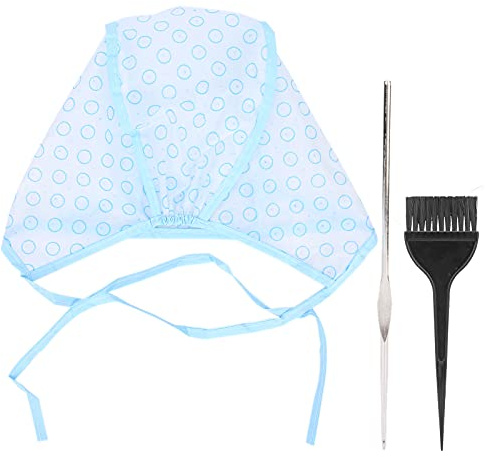 Haarthige Highlights Cap Set Wiederverwendbares Highlight Cap Haarthöckchen Pinsel Haken Nadel Tipps Highlight Haarfärbungskappe für alle Haartypen geeignet