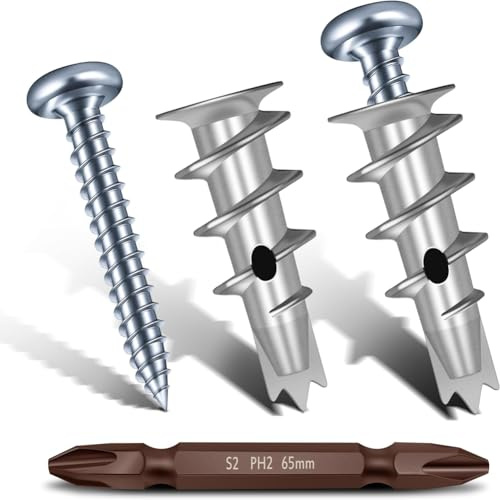 Eieenotee Ancore per Muro A Secco Autoperforanti In, Kit di Ancoraggi per Muro e, per Muro A Secco, 50 Tasselli per Muro In Metallo Resistente