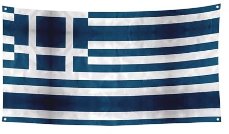 Bandiera greca con stampa bandiera da appendere, 177,8 x 88,9 cm, striscione per feste natalizie, 180 x 90 cm