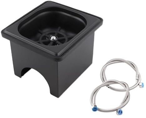 Pichet Rinser, rinçage automatique en acier inoxydable pour évier de cuisine avec drain et plateau d'égouttement, rondelle automatique en verre pour bar, maison, café (18,3 x 17,3 x 14,2 cm)