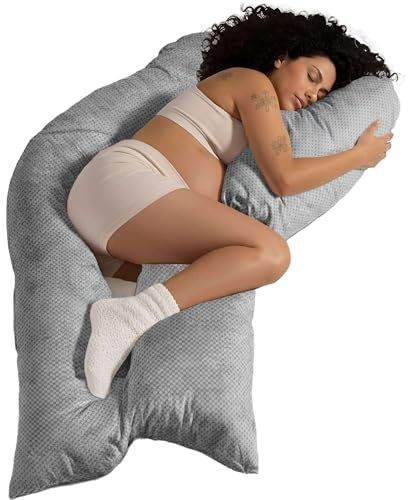 Traumreiter Schwangerschaftskissen Visco L Wendekissen Memory Foam [orthopädisch] + Watte Seite | Schwangerschaft Kissen zum Schlafen, langes Stillkissen Kissen, Komfortkissen mit Bezug Silber Deluxe