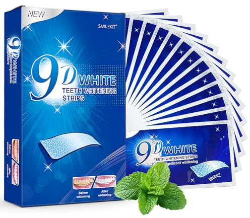 28 Pezzi Strisce Sbiancanti Denti, Kit Sbiancamento Denti Efficace, Riduzione Visibile Delle Macchie, Teeth Whitening Strips, Applicazione Semplice E Confortevole, Per Casa E Viaggio